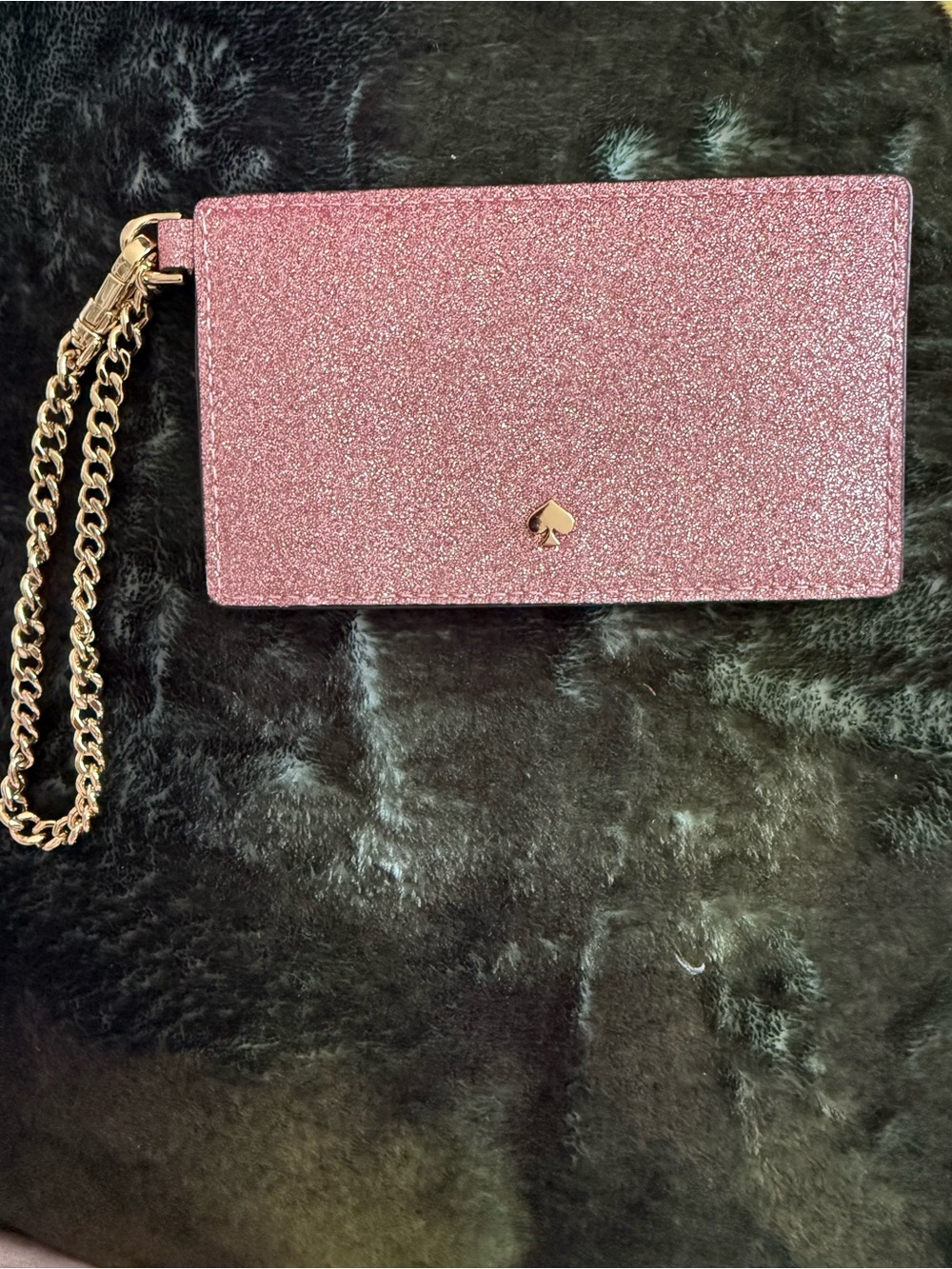 kate spade Pink Glitter Chain Wristlet Clutch